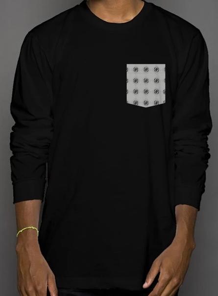 Gray B II B logo  long sl print tee