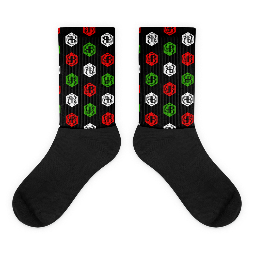 B II B logo Sublimated Black Foot Socks